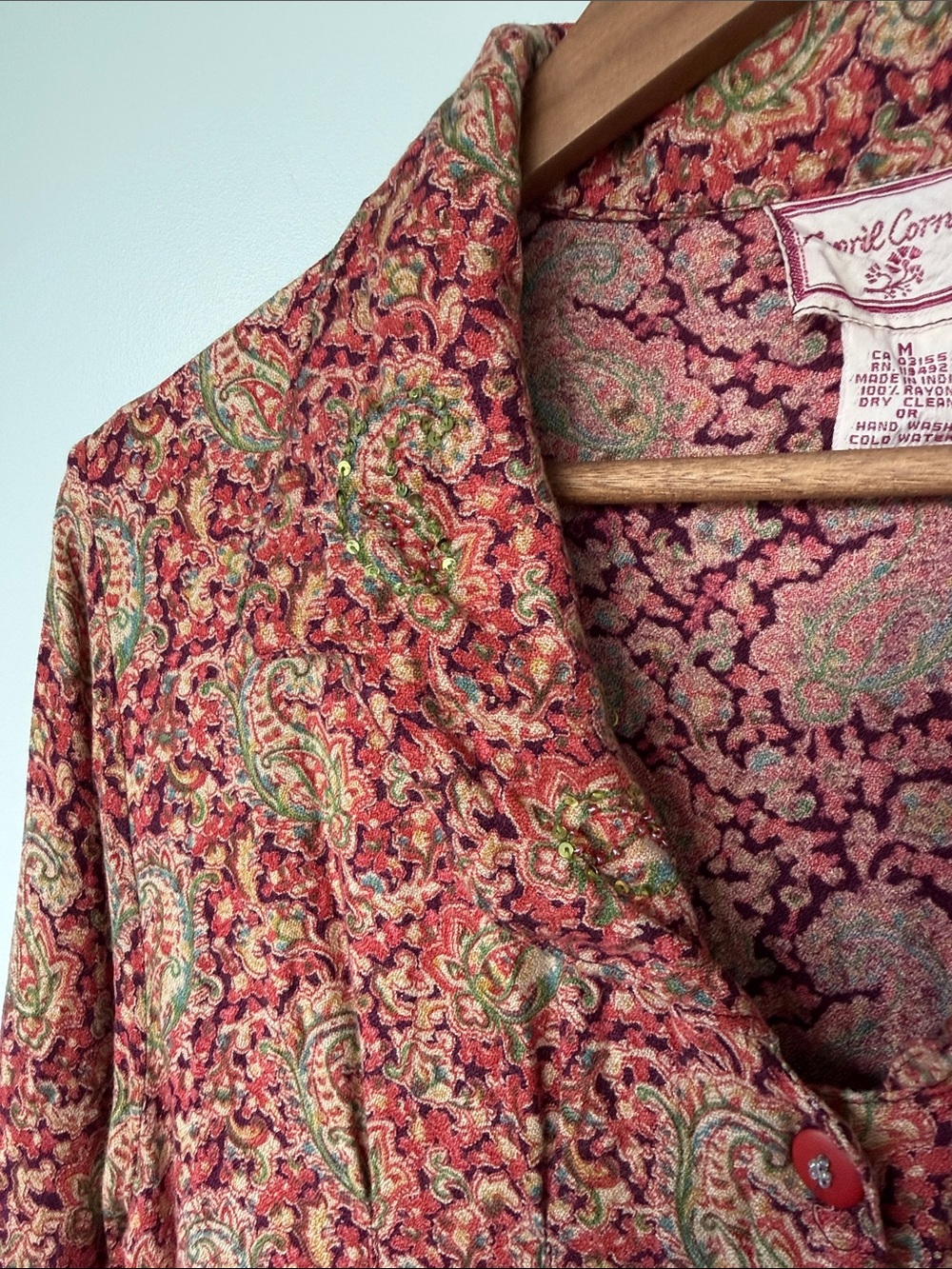 April Cornell Paisley Button-Front Midi Dress - Red Paisley